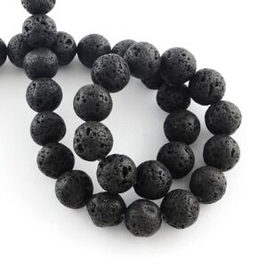 8-9MM Black Lava Rock Beads-ONE Gemstone Bead Strand-Jewelry Making Crafts NWT‎